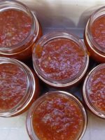 Jars of Freshly cooked Tomato relish