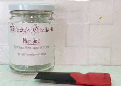 Label on glass jar with scraper